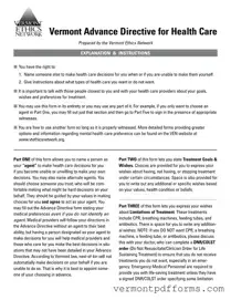 Free Vermont Directive Health Care Form