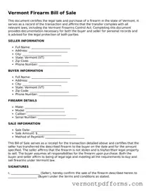 Legal  Firearm Bill of Sale Document for Vermont