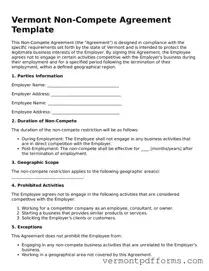 Legal  Non-compete Agreement Document for Vermont