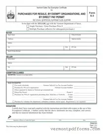 Free Vermont S 3 Form