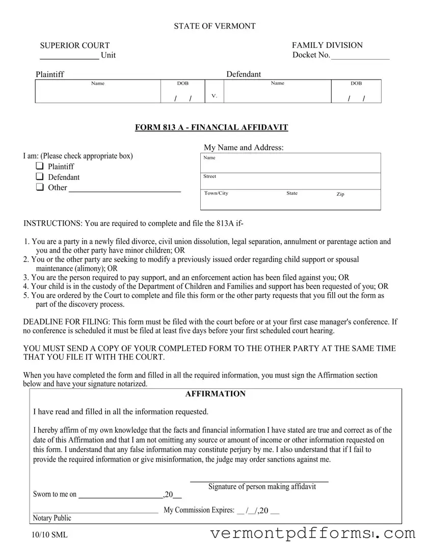 Free Vermont 813 Form