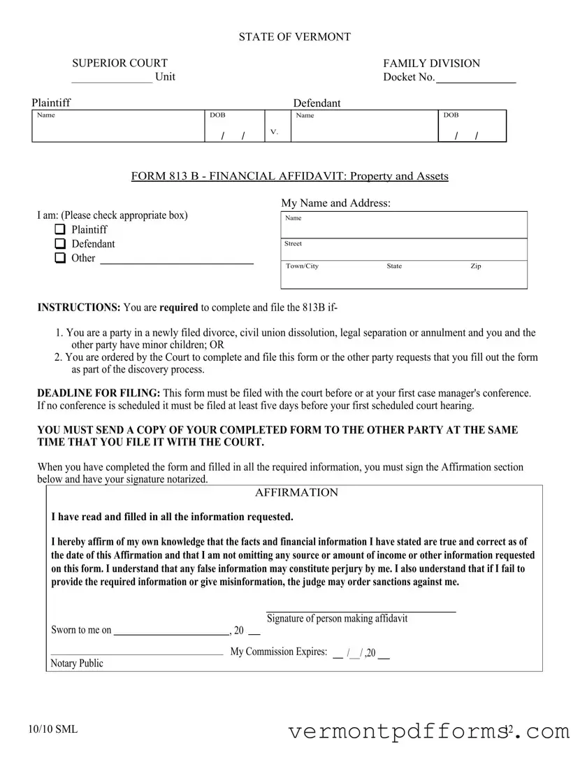 Free Vermont 813B Form