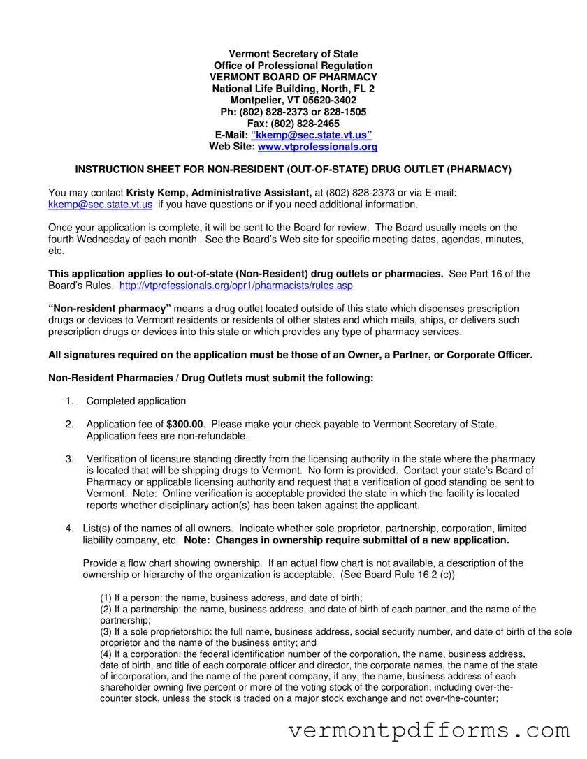 Free Vermont Non Resident Pharmacy Form